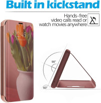 Калъф тефтер огледален CLEAR VIEW за Samsung Galaxy A51 A515F златисто розов 